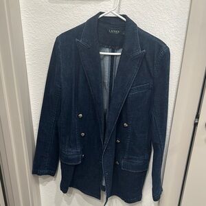 Denim Blue Slim Fit Blazer with Notched Lapels